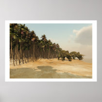 triceratops, dinosaur, gigantic, carnivorous, herbivorous, reptile, lizard, large, extinct, triassic, extinction, vertebrate, animal, organism, jurassic, fossil, terrible, jungle, palm tree, tree, forest, forests, jungles, Poster with custom graphic design