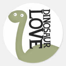 dinosaur love round stickers