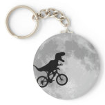 Dinosaur on a Bike In Sky With Moon Keychain