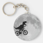Dinosaur on a Bike In Sky With Moon Keychain