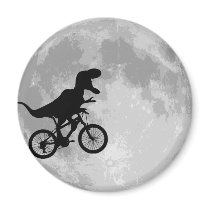 Dinosaur on a Bike In Sky With Moon Fridge Magnets