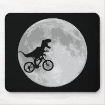 Dinosaur on a Bike In Sky With Moon Mousepad