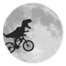 Dinosaur on a Bike In Sky With Moon Stickers