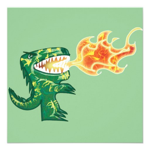 Dinosaur or Dragon kids art with Ron Leary colors Personalized Invitations