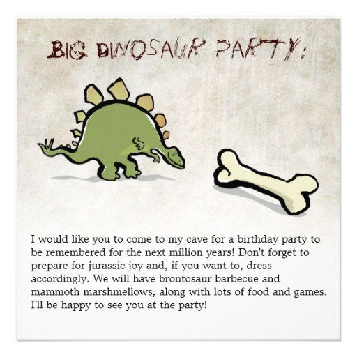 dinosaur party personalized invitations