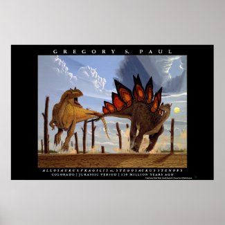 Dinosaur Poster Allosaurus Stegosaurus Greg Paul