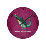 Dinosaur - Santa Claus Helper Round Wall Clock