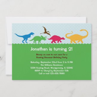 Dinosaur Stampede Birthday Party Invitation zazzle_invitation