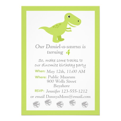 Dinosaur T-rex kids Birthday invitation customize