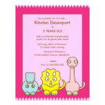 Dinosaur Theme Girl's Birthday Party Invitation invitations