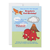Dinosaur Triceratops Custom Birthday Invitation
