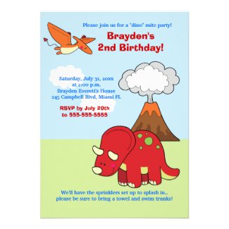 Dinosaur Triceratops Custom Birthday Invitation