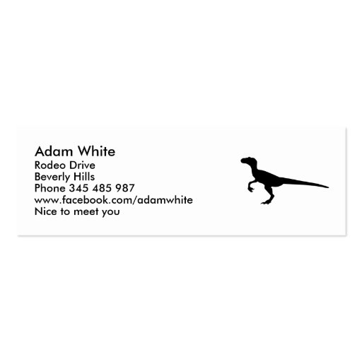 Dinosaur velociraptor business card template (front side)