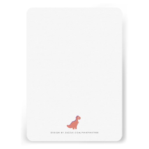 Dinosaur Yellow Pink Baby Shower Invite Rounded