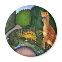 Dinosaurs at Creek Fridge Magnet