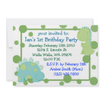 dinosaurs, blue and green, birthday party, spots custom invitation