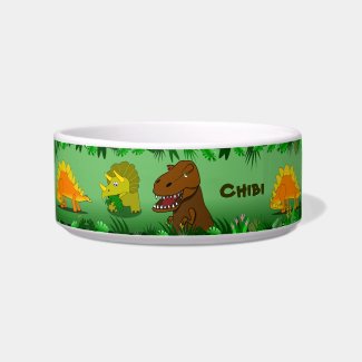 Dinosaurs in the Jungle Personalized Pet Bowl petbowl