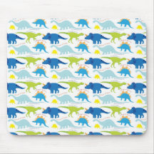 Dinosuar Designs Blue and Green Pattern Dino Gifts Mouse Pads