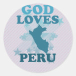 Dios ama Perú Pegatinas Redondas