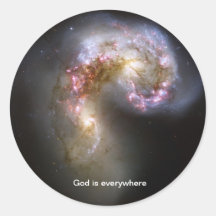 Dios está por todas partes - pegatina de las galax