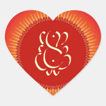 Dios Ganesha con los rayos del sol Pegatina De Corazon Personalizadas