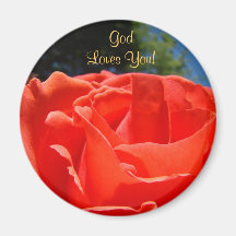¡Dios le ama! bendiciones de la fe del rosa rojo d Imán De Frigorifico