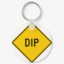 Dip Highway Warning Sign keychains