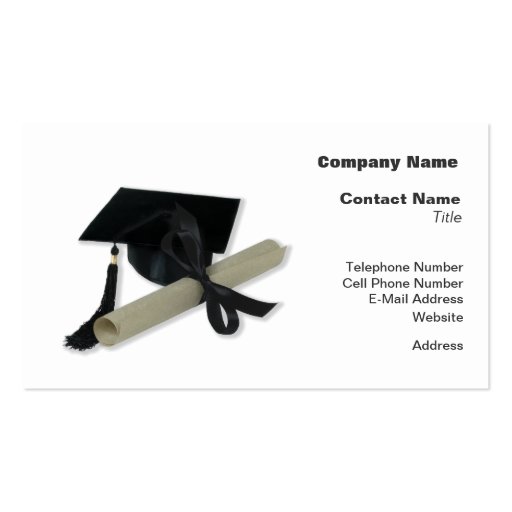 Diploma and Graduation Cap ( Mortar Board ) Business Cards (front side)