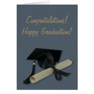 Diploma and Graduation Cap ( Mortar Board ) Card