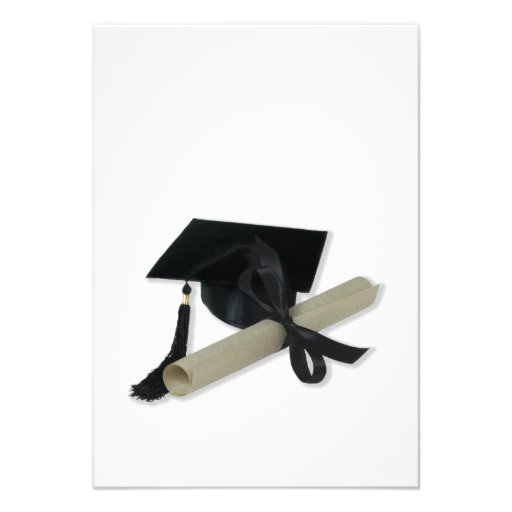 Diploma and Graduation Cap ( Mortar Board ) Custom Invitation (front side)
