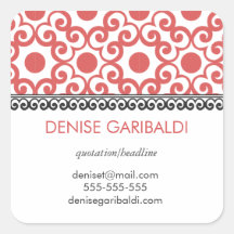Dirección personalizada Arabesque moderno elegante Calcomanía Cuadrada Personalizada