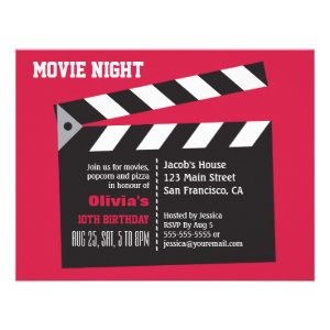 Director Board Movie Night Birthday Party Personalized Invites