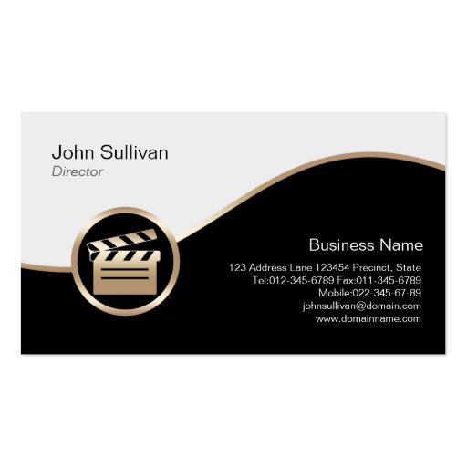 Director Business Card Gold Clapperboard Icon (front side)