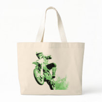 Dirt Bike Wheeling in Mud (Green) Canvas Bags