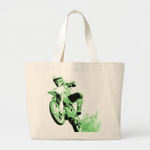Dirt Bike Wheeling in Mud (Green) Canvas Bags