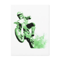 Dirt Bike Wheeling in Mud (Green) Post Card