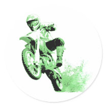 Dirt Bike Wheeling in Mud (Green) Sticker