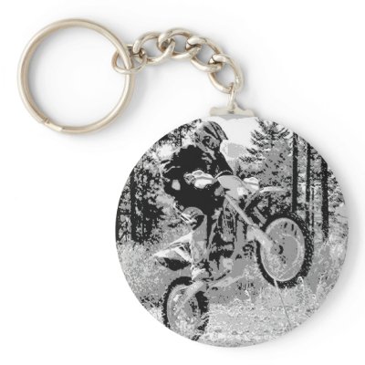 Dirt bike wheeling in the woods key chains by essie1153