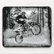 Dirt bike wheeling in the woods mousepads by essie1153 Dirt bike wheeling in the woods mousepads
