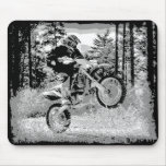 Dirt bike wheeling in the woods mouse mats