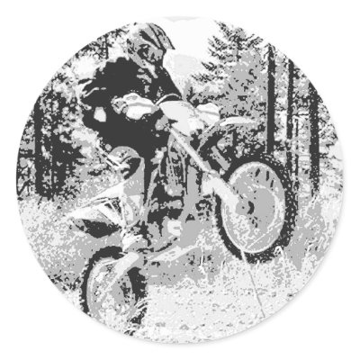 Dirt bike wheeling in the woods sticker by essie1153