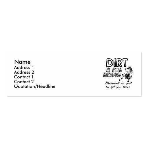 Dirt Is For Riding - Dirt Bike Motocross Profile Business Card Template (front side)