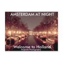 Dirty 3Tall Boxes Postcard - AMSTERDAM AT NIGHT 