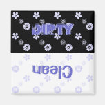 Dirty Clean Blue Floral Dishwasher Magnet
