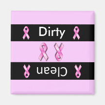 Dirty clean breast cancer dishwasher magnet