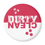 Dirty/Clean Dishwasher Magnet Red and White
