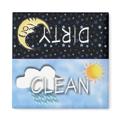 DIRTY-CLEAN MOON SUN MAGNET by MagnetMadness