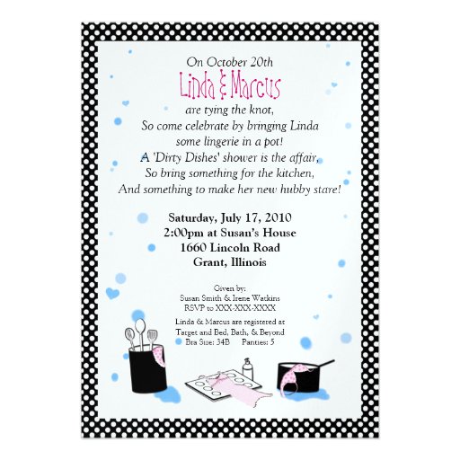 'Dirty Dishes' Bridal Shower Invitation