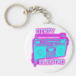 DIRTY ELECTRO dance club DJ girls an guys neon keychains