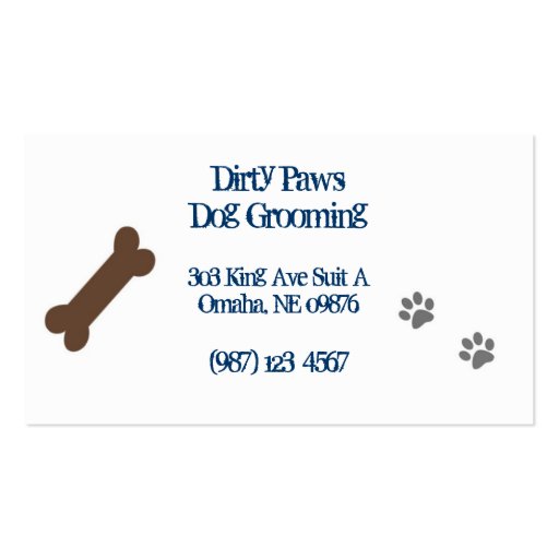 Dirty Paws, Dog Grooming, Bussiness card, Business Card (back side)